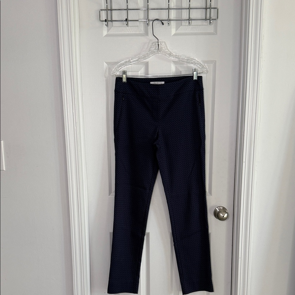 Margaret M Navy Patterned Trousers